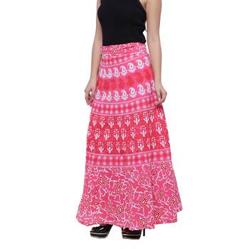 Pink Cotton Printed Wrap Skirt 4