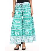 Green Cotton Printed Palazzo