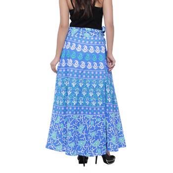 Blue Cotton Printed Wrap Skirt 2