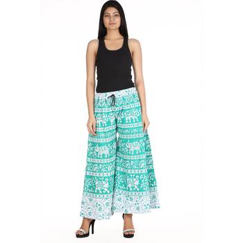 Green Cotton Printed Palazzo 2