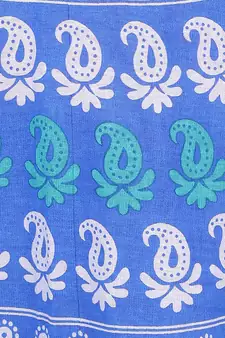 Blue Cotton Printed Wrap Skirt