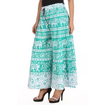 Green Cotton Printed Palazzo 4