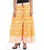 Yellow Cotton Printed Palazzo