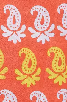 Orange Cotton Printed Wrap Skirt