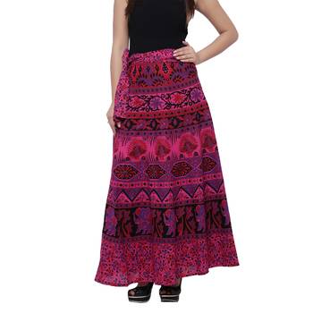 Pink Cotton Printed Wrap Skirt 1