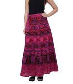 Pink Cotton Printed Wrap Skirt