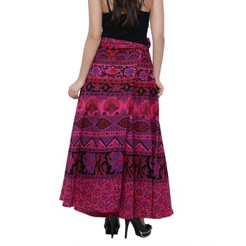 Pink Cotton Printed Wrap Skirt 2