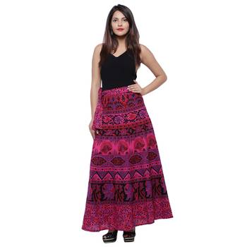 Pink Cotton Printed Wrap Skirt 3