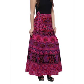 Pink Cotton Printed Wrap Skirt 4