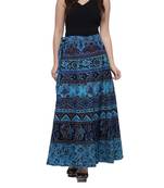 Blue Cotton Printed Wrap Skirt