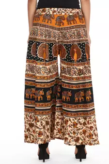 Beige Bagru Printed Cotton Palazzo