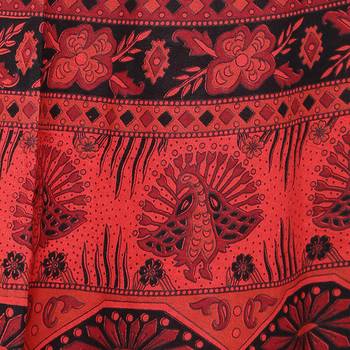 Red Cotton Printed Wrap Skirt 5