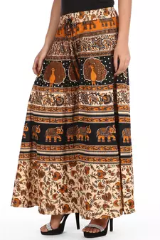 Beige Bagru Printed Cotton Palazzo