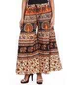 Beige Bagru Printed Cotton Palazzo