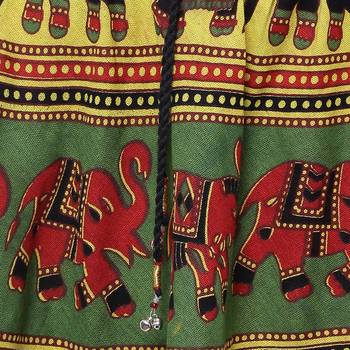 Green Cotton Long Printed  Skirt 5
