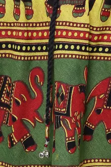 Green Cotton Long Printed  Skirt