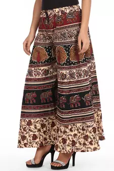 Beige Bagru Printed Cotton Palazzo