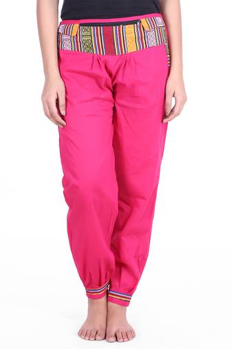 Pink Designer Solid Cotton Palazzo