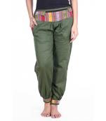 Green Designer Solid Cotton Palazzo