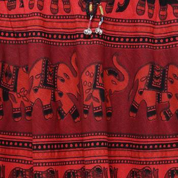 Red Cotton Long Printed  Skirt 5