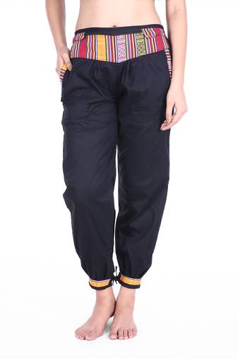 Black Designer Solid Cotton Palazzo