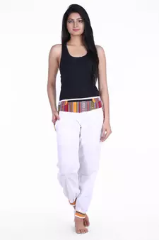 White Designer Solid Cotton Palazzo