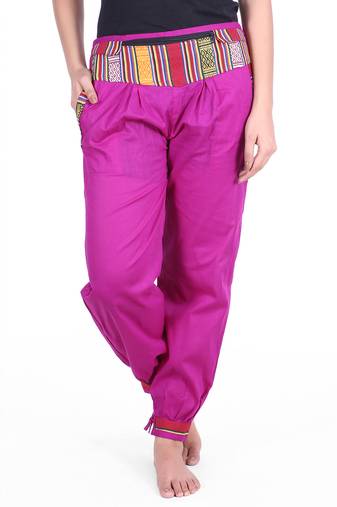 Pink Designer Solid Cotton Palazzo