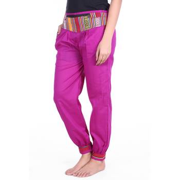 Pink Designer Solid Cotton Palazzo 4