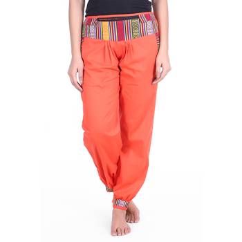 Orange Designer Solid Cotton Palazzo 1