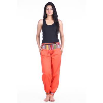 Orange Designer Solid Cotton Palazzo 2