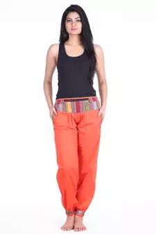 Orange Designer Solid Cotton Palazzo