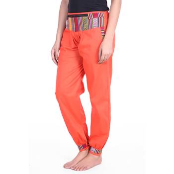 Orange Designer Solid Cotton Palazzo 4