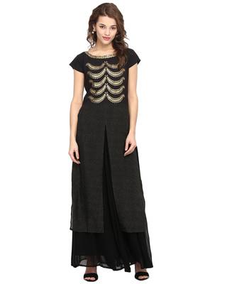 Black printed crepe stitched kurtas-and-kurtis 1