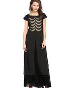 Black printed crepe stitched kurtas-and-kurtis