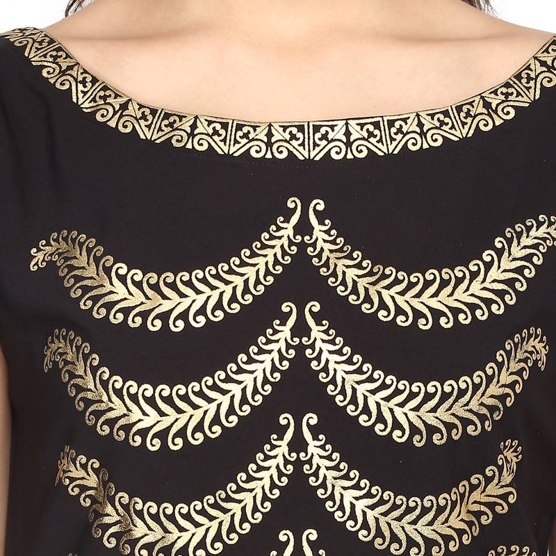 Black printed crepe stitched kurtas-and-kurtis