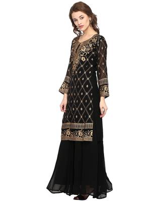 Black printed georgette stitched kurtas-and-kurtis 3