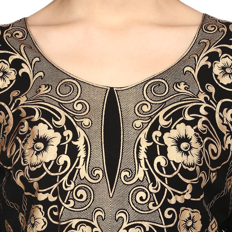 Black printed georgette stitched kurtas-and-kurtis