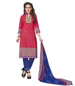 Red printed cotton salwar