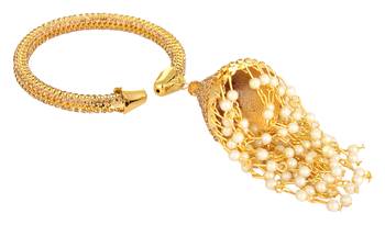 Gold tone Free Size kada with danglings 1