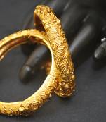  Copper base intricately carved pair of bangles