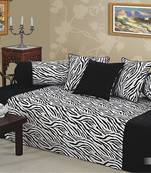 Black and White Colour Zebra Pattern Diwan Set with Bolster and Cushion Covers
