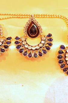 royal blue flower pendant set