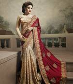 Multicolor
 embroidered chiffon saree with blouse