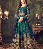 Navy Blue Embroidered Georgette Salwar With Dupatta