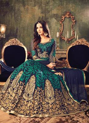Navy Blue Embroidered Georgette Salwar With Dupatta 2