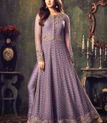Light violet embroidered net salwar with dupatta
