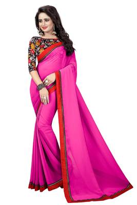 Multicolor printed georgette saree with blouse 1