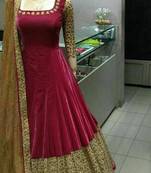 Maroon embroidered silk salwar with dupatta