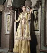 Yellow embroidered georgette salwar with dupatta