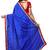 Royal blue plain chiffon saree with blouse